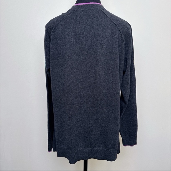 ZAKET & PLOVER Womens Small Vneck Heart Cashmere Gray Sweater CN - Picture 3 of 15